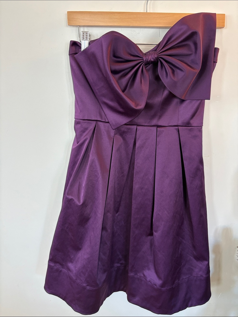 Rebecca Taylor Strapless Purple Party Dress with asymmetrical Bow